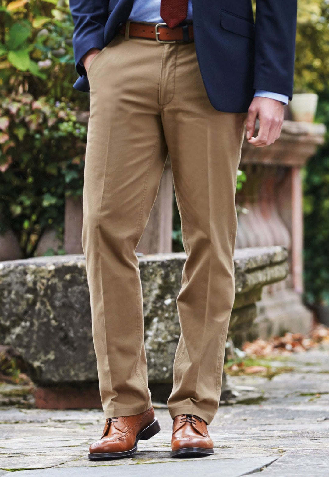 Model Wearing Denver Classic Fit Chino 8806 in Beige