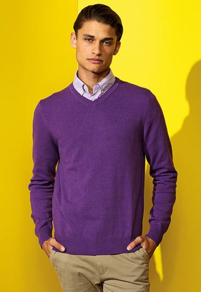 Men's Cotton Blend V-Neck Sweater AQ042 - The Work Uniform Company
