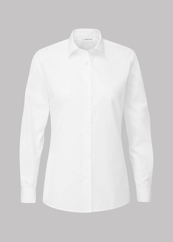 Caitlyn White Double Cuff Long Sleeve Shirt - The Work Uniform Company