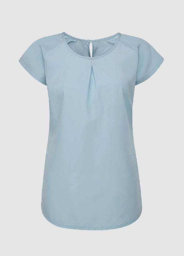 Mona Round Neck Blouse Short Sleeve - The Work Uniform Company