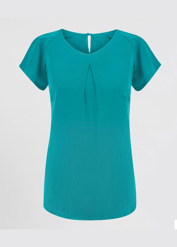 Mona Round Neck Blouse Short Sleeve - The Work Uniform Company