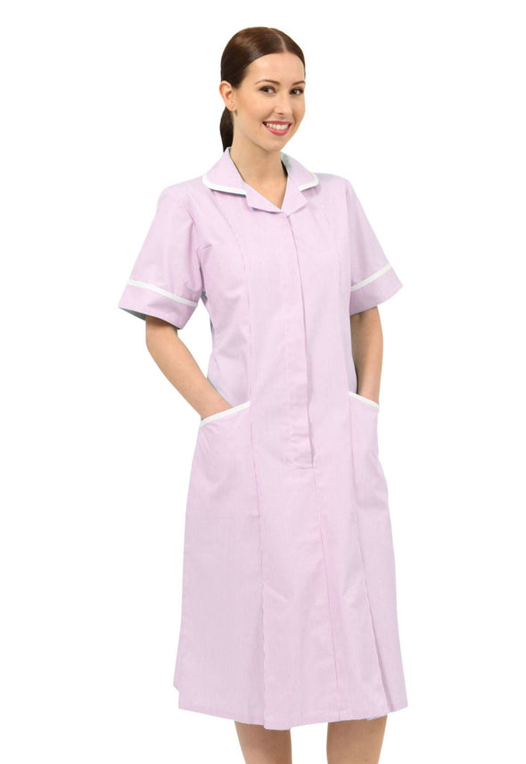 NCLD - Pink or Lilac White Stripe Nurse Dress - The Work Uniform Company