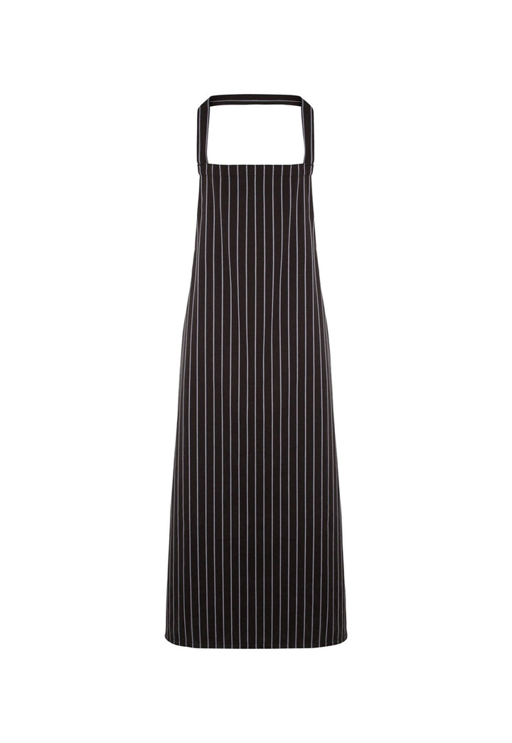 Striped Bib Apron PR110 in Black/Grey Stripe