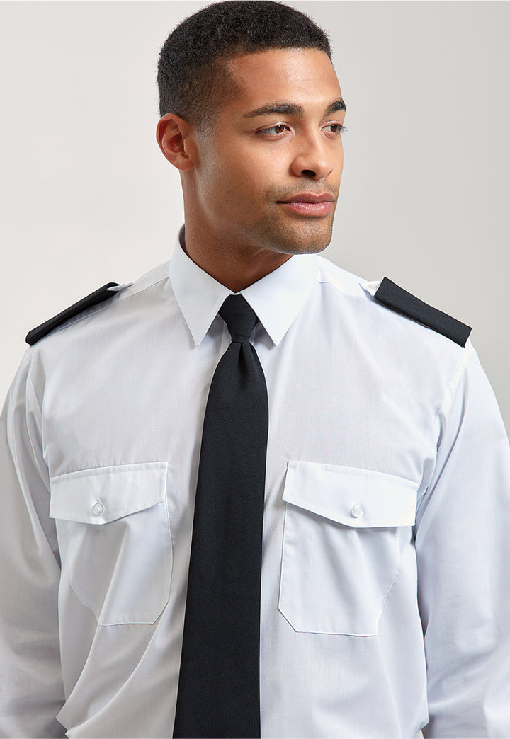 Model Wearing Work Tie PR700 in Black