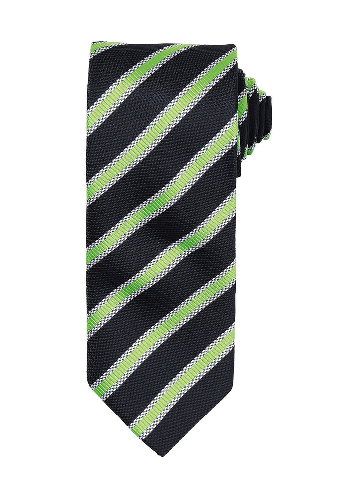 Waffle Stripe Tie PR783 in Black/Lime Stripe