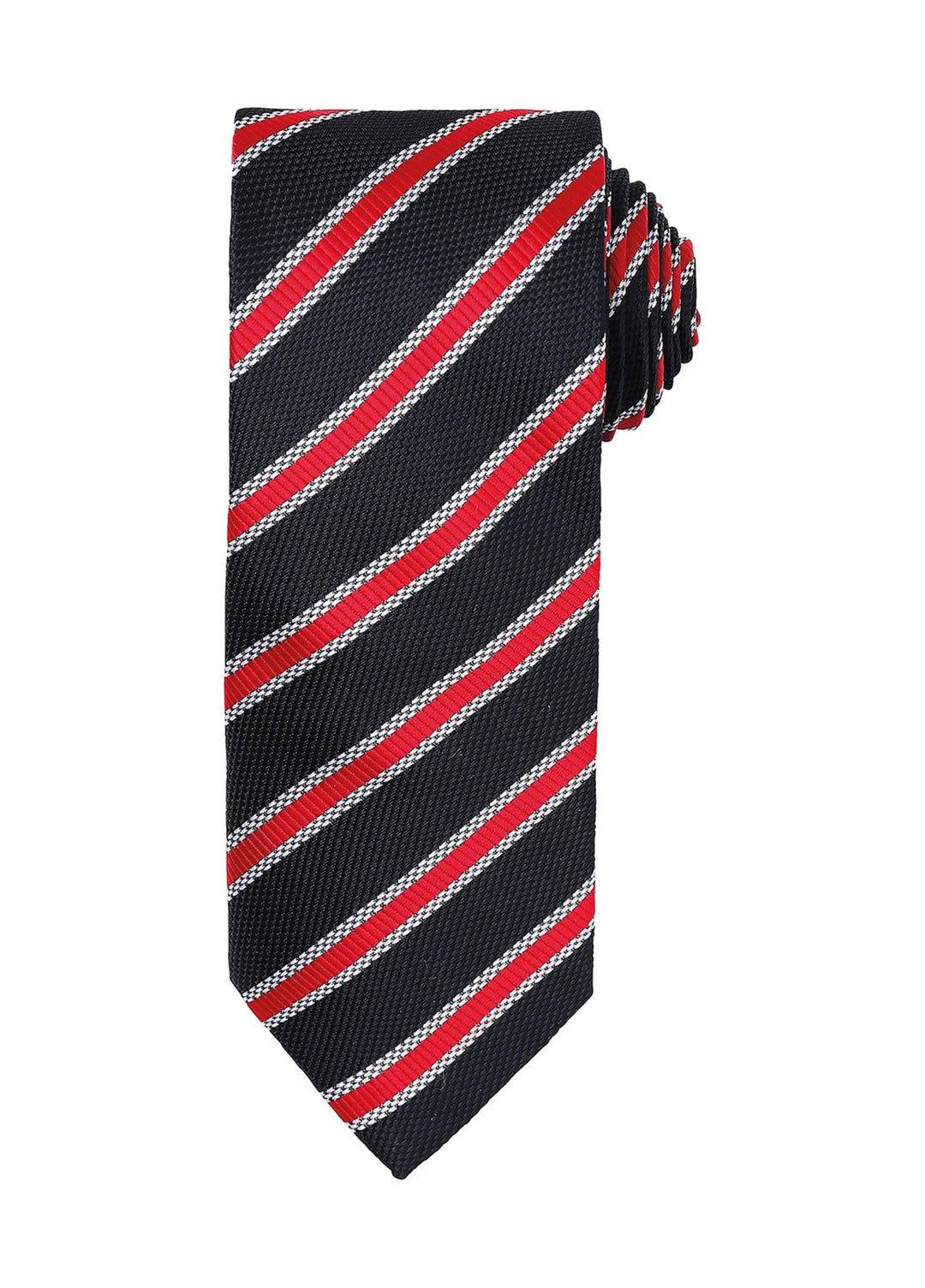 Waffle Stripe Tie PR783 in Black/Red Stripe