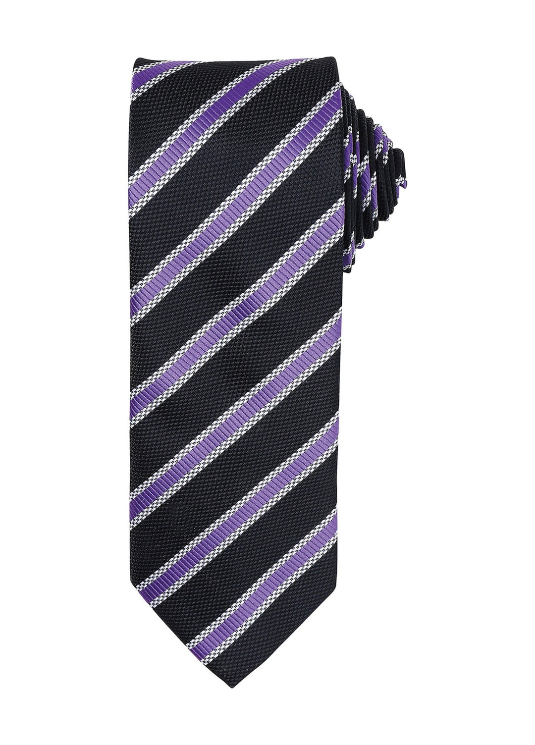 Waffle Stripe Tie PR783 in Black/Rich Violet Stripe