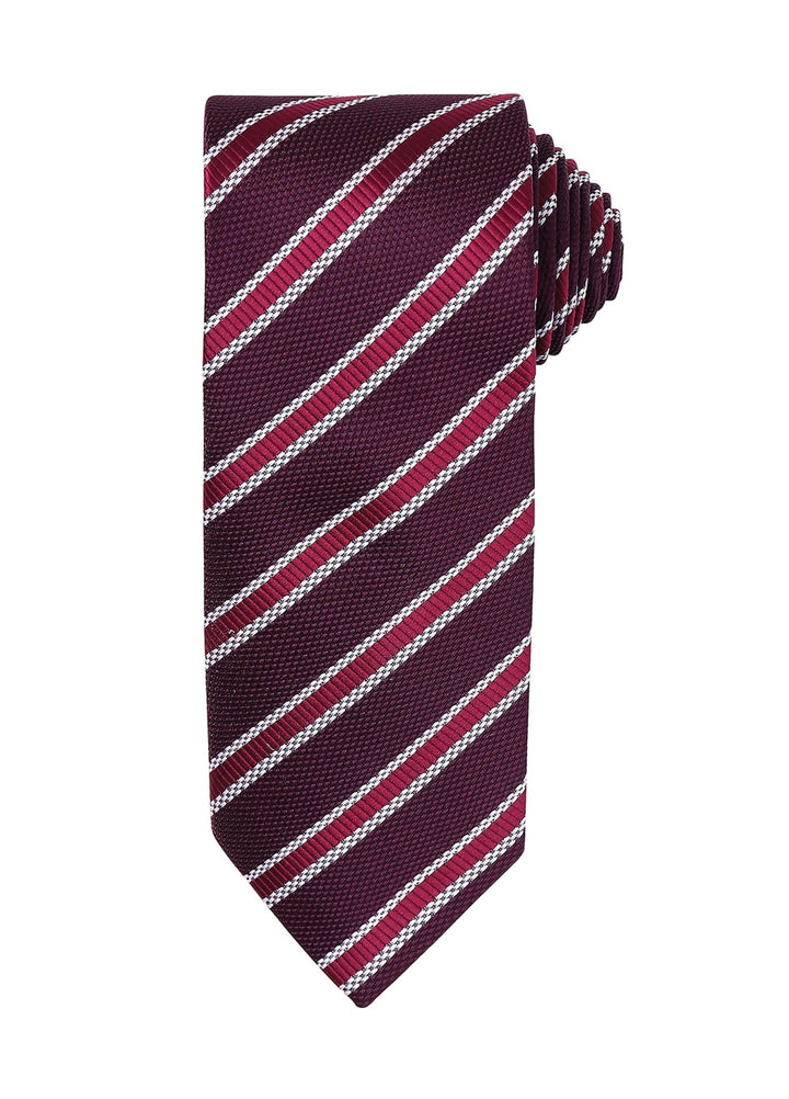 Waffle Stripe Tie PR783 in Burgundy/Aubergine Stripe