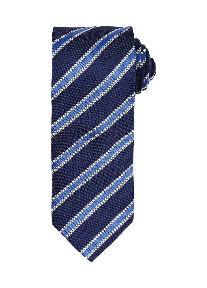 Waffle Stripe Tie PR783 in Navy/Royal