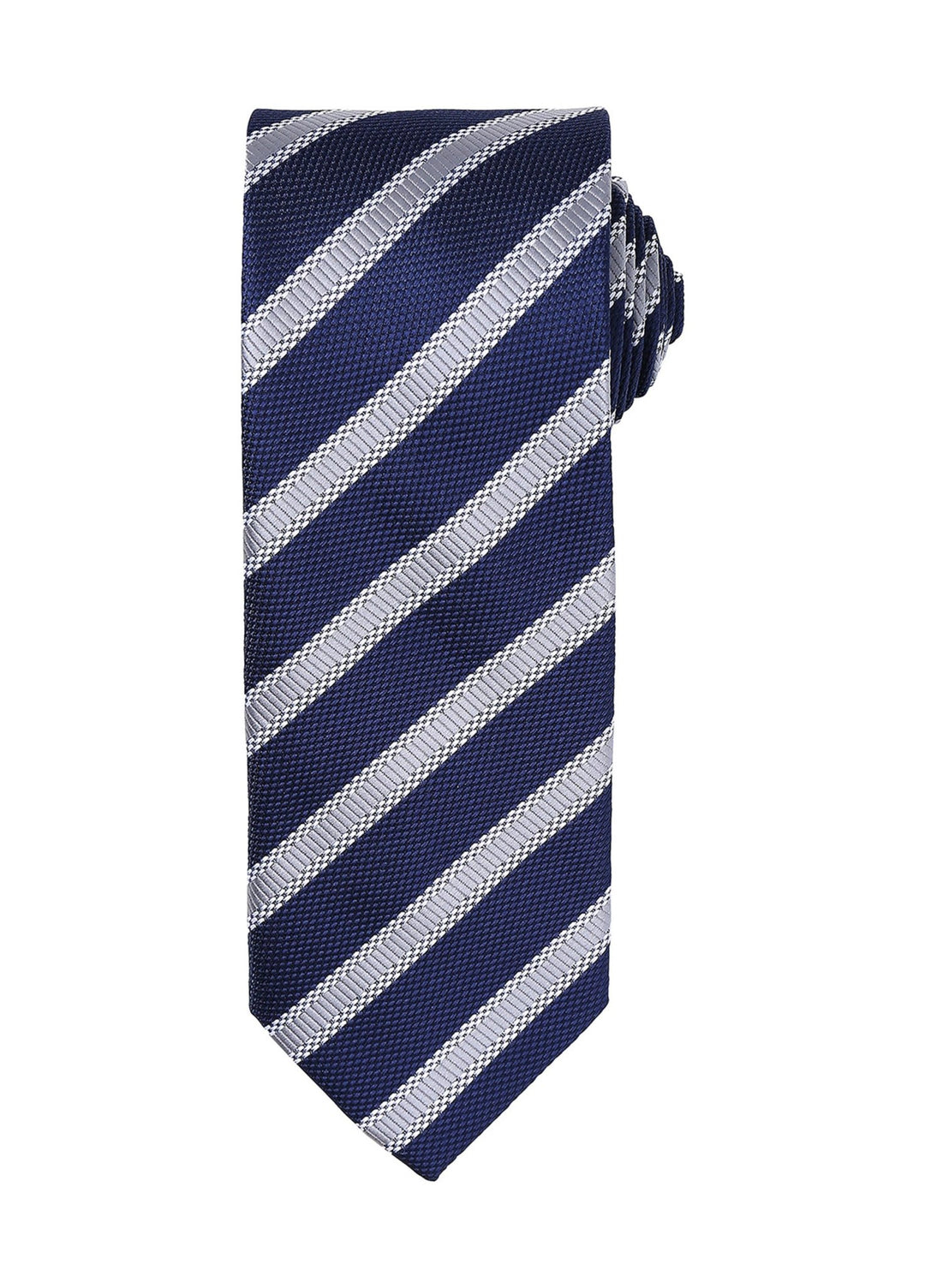 Waffle Stripe Tie PR783 in Navy/Silver Stripe