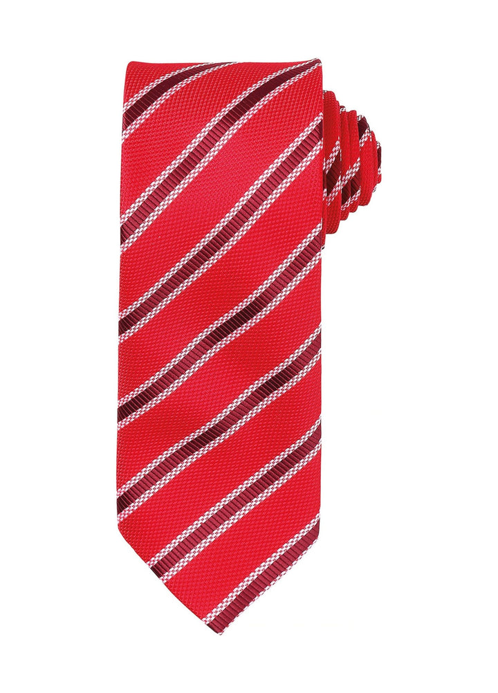 Waffle Stripe Tie PR783 in Red/Burgundy