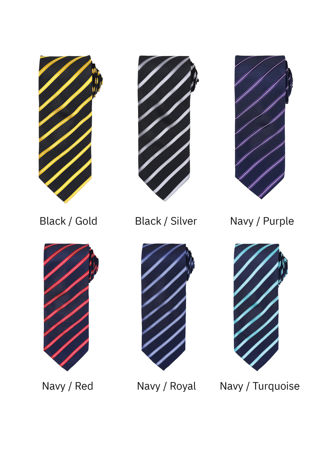 Sports Stripe Tie PR784 - Listed in Various Colour Stripes