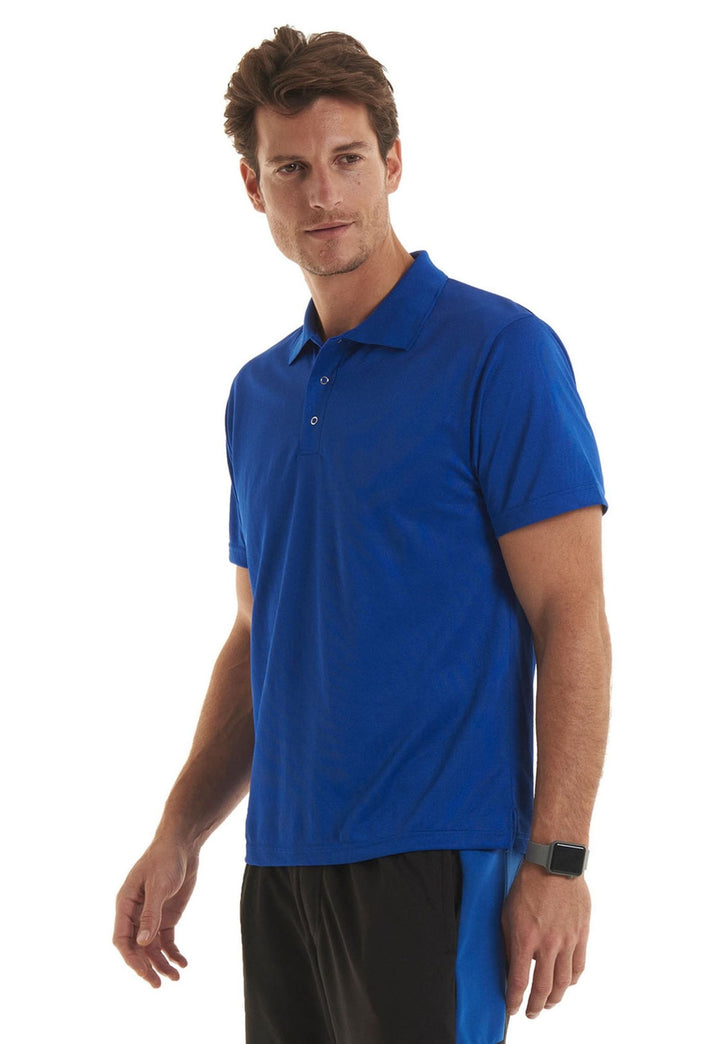 Model Wearing Processable Polo Shirt UC121 in Royal Blue