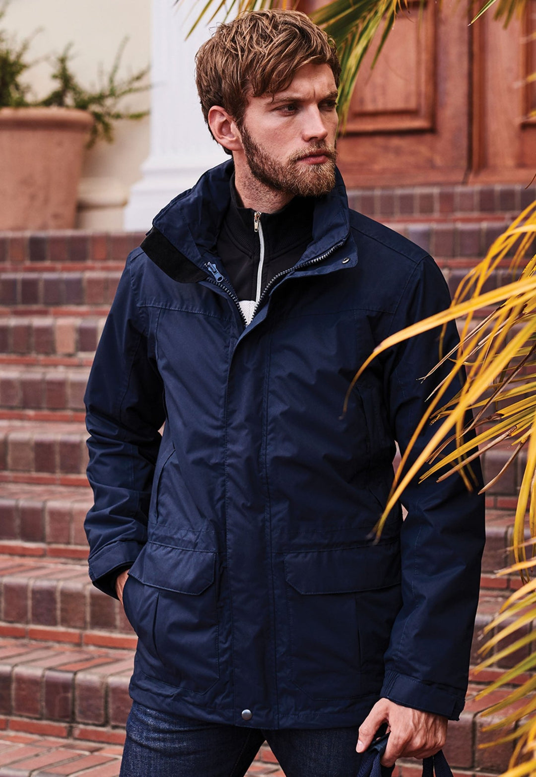 Model Wearing Regatta Vertex III Microfibre Jacket RG603 in Navy