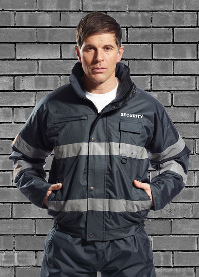 Iona Lite Reflective Bomber Jacket with Security Branding S434 - The Work Uniform Company
