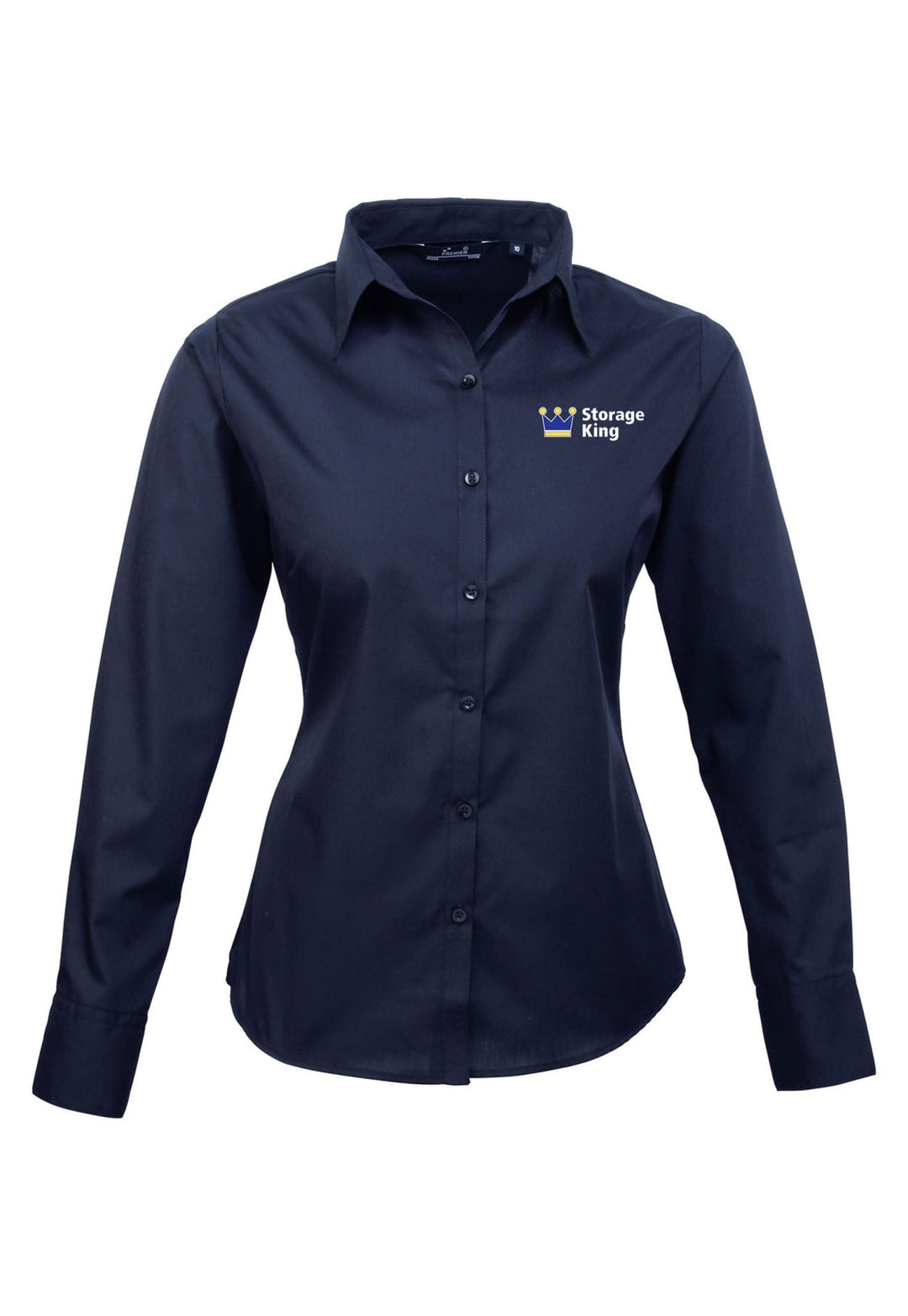 PR300 - Women's Long Sleeve Poplin Blouse - Storage King Embroidered Logo - The Work Uniform Company