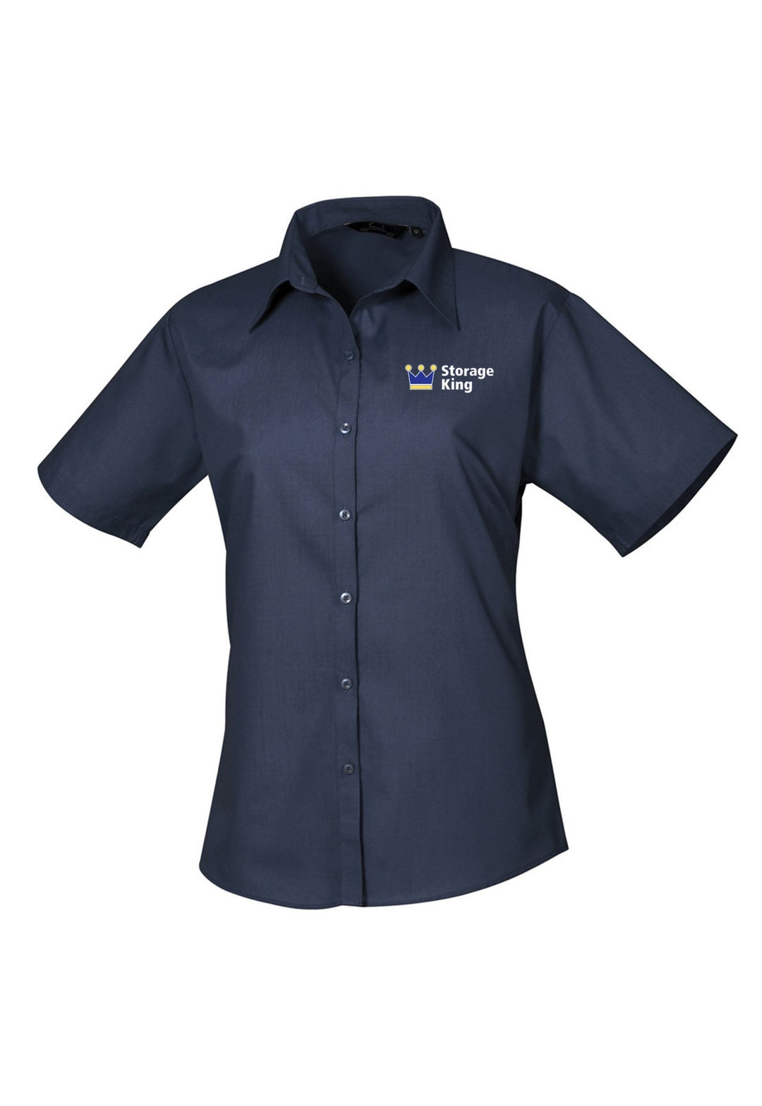PR302 - Women's Short Sleeve Poplin Blouse - Storage King Embroidered Logo - The Work Uniform Company
