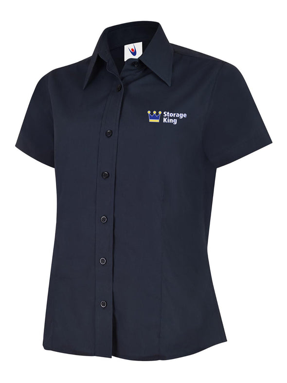UC712 Ladies Short Sleeve Shirt / Navy - Storage King Embroidered Logo