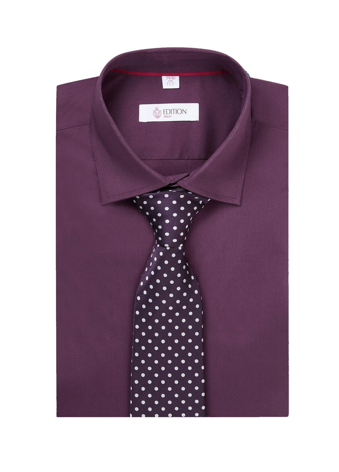 Spot Tie in Aubergine/White Spot with Tramore Aubergine Shirt