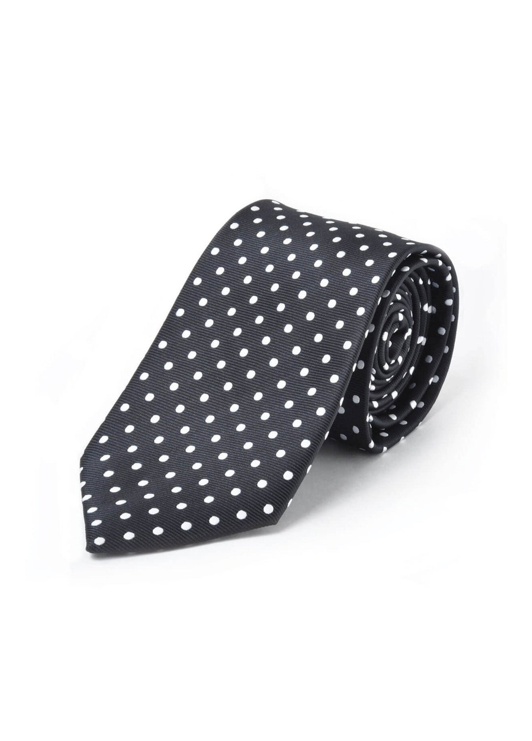 Rolled Spot Tie in Black/White Spot