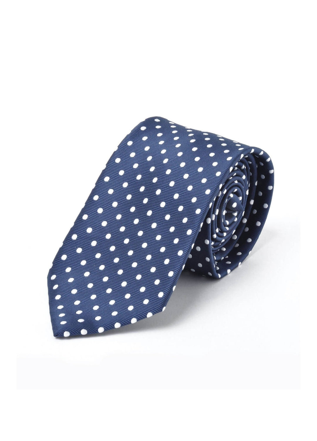 Rolled Spot Tie in Navy/White Spot