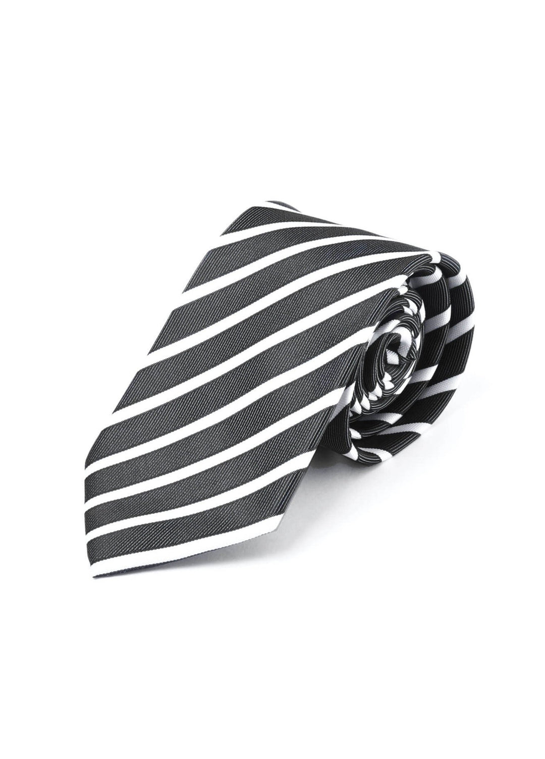 Rolled Stripe Tie in Black/White Stripe