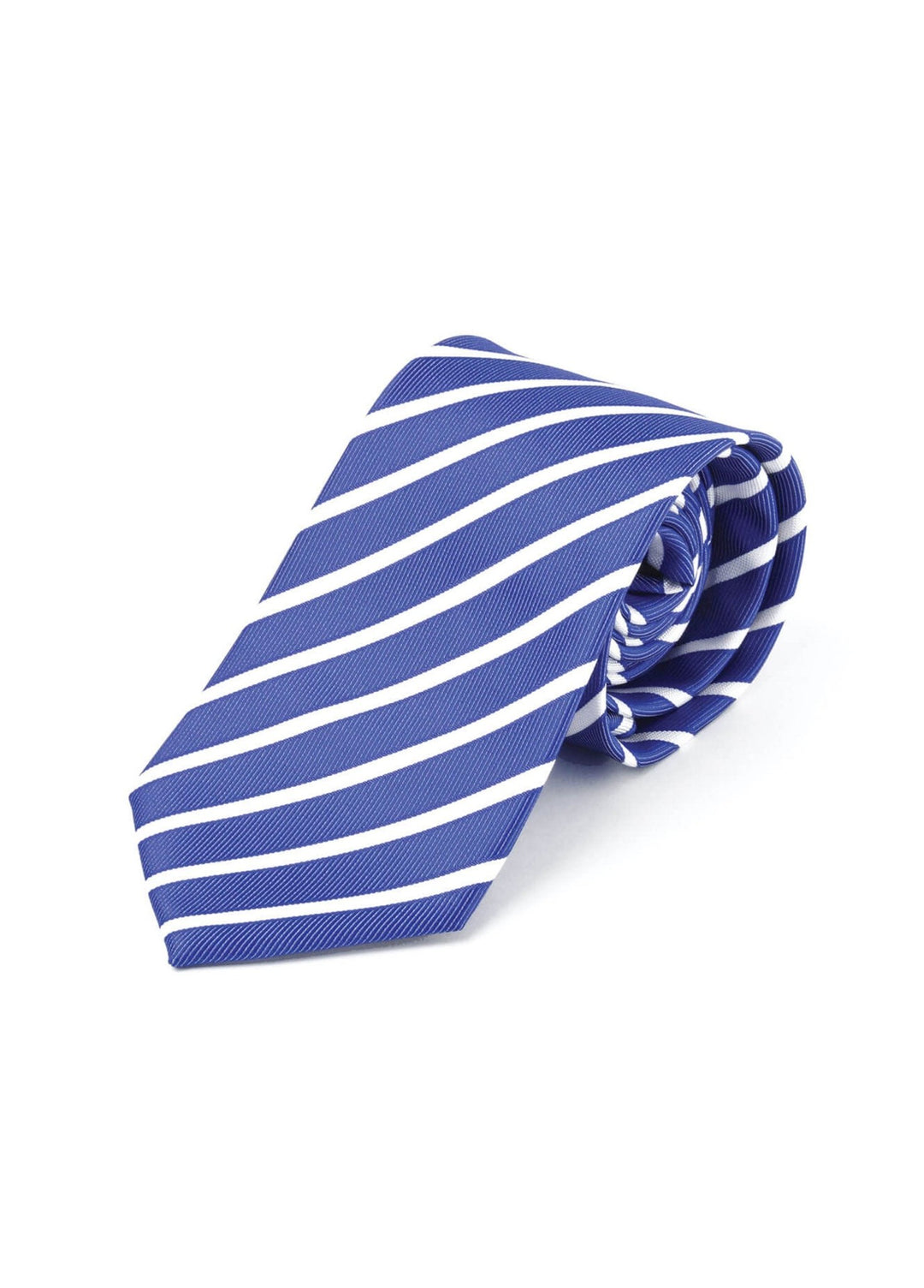 Rolled Stripe Tie in Cobalt/White Stripe