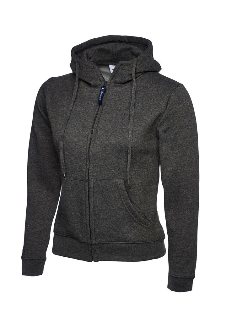 Ladies Classic Full Zip Hooded Sweatshirt UC505 in Charcoal