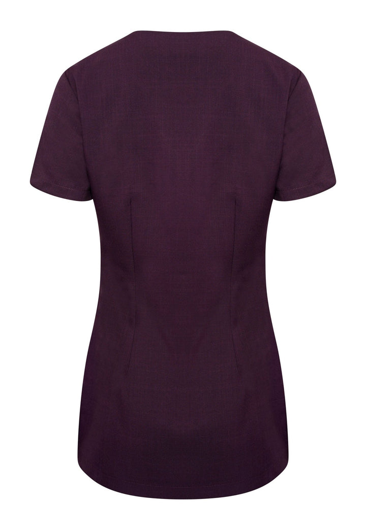 Back View of Beau Crystal Button Fastening Tunic in Plum