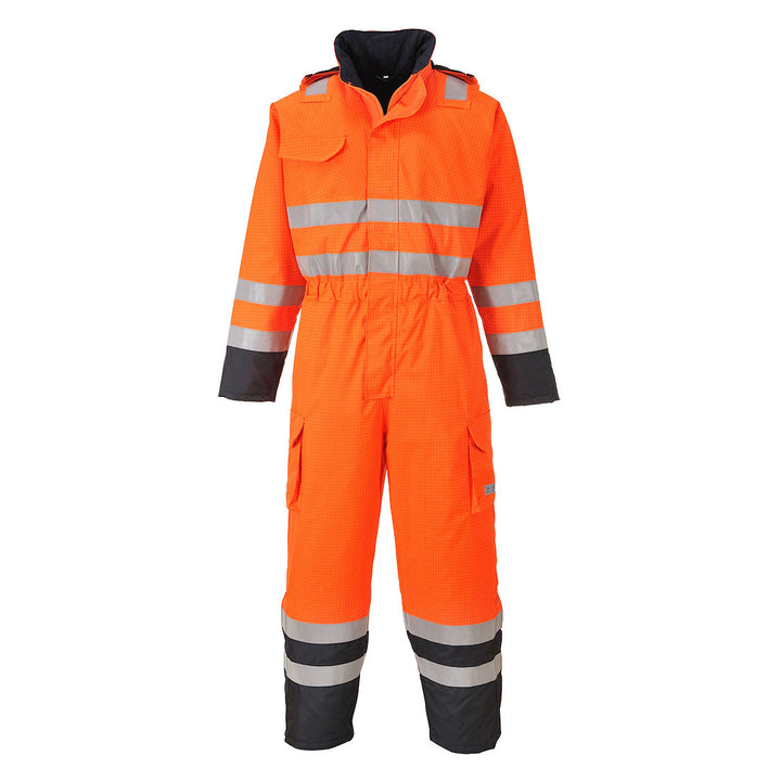 Bizflame Rain Hi Vis Multi Coverall S775 in Orange/Navy