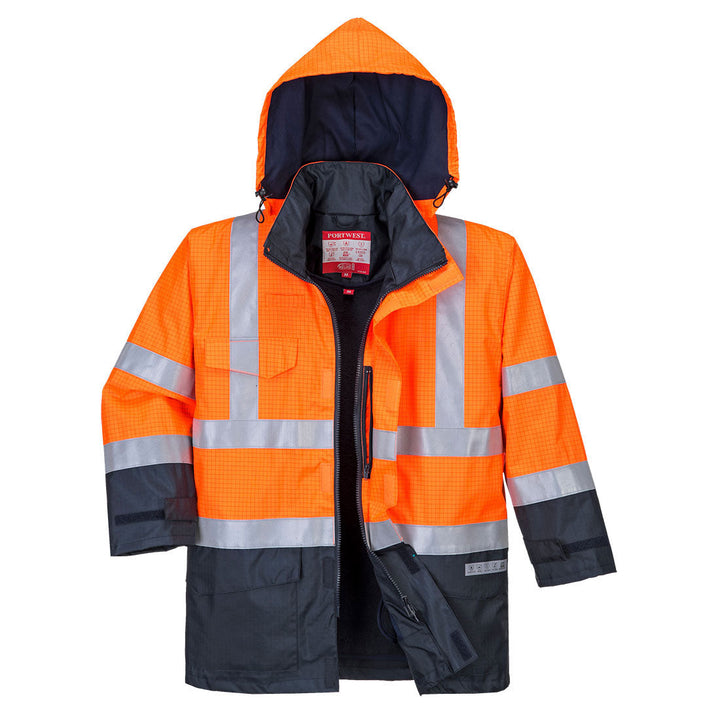 Bizflame Rain Hi Vis Multi Protection Jacket S779 in Orange/Navy