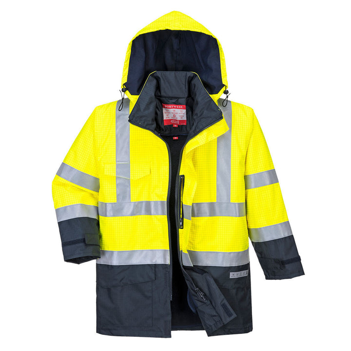 Bizflame Rain Hi Vis Multi Protection Jacket S779 in Yellow/Navy