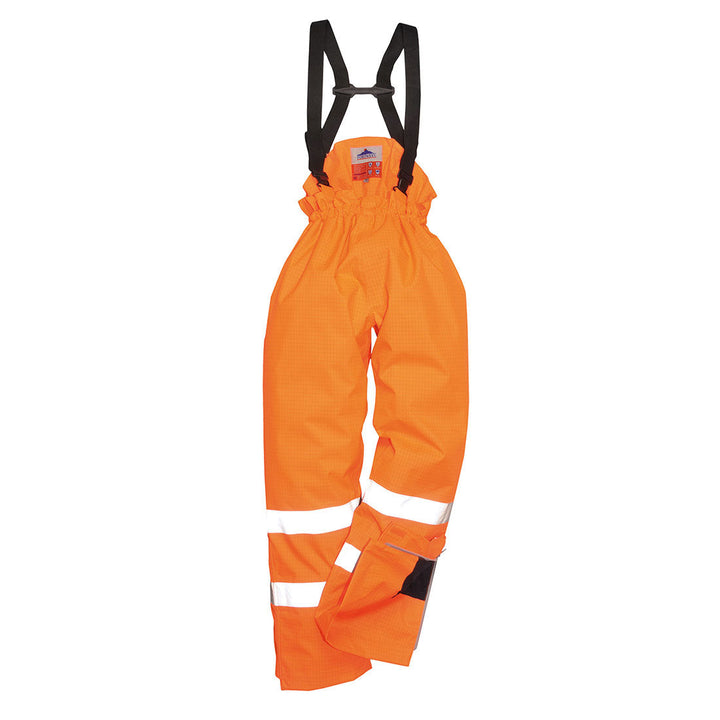 Bizflame Rain Lined FR Antistatic Hi Vis Trouser S781 in Orange