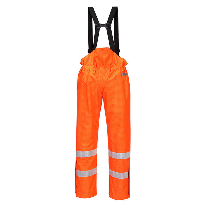 Back View of Bizflame Hi Vis Rain Trouser Anti-Static Unlined S780 in Orange