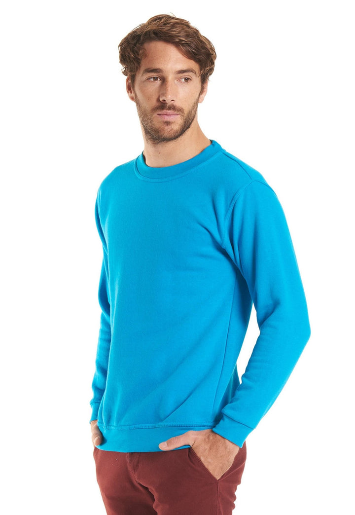 Model Wearing UC203 Classic Sweatshirt in Sapphire Blue