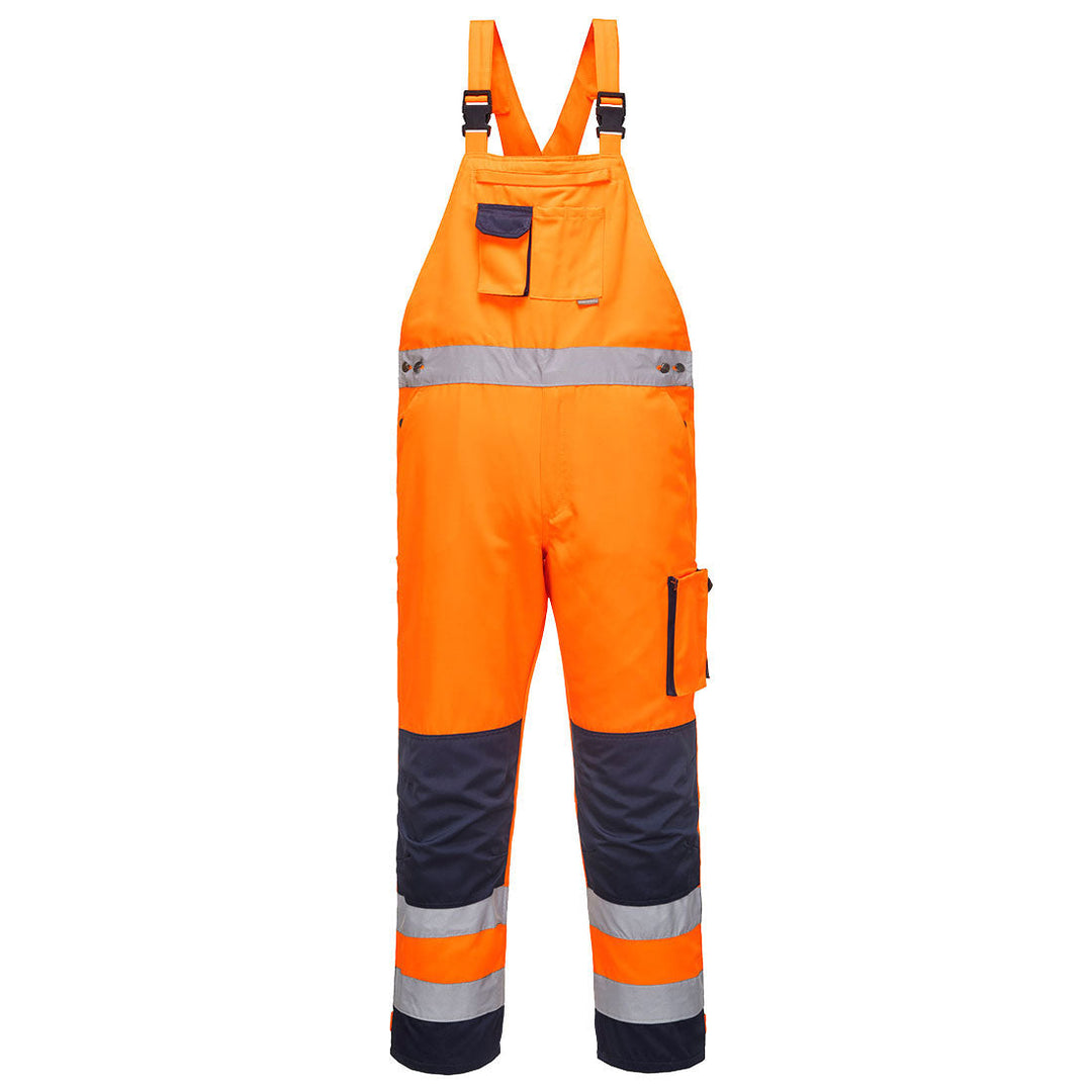 Dijon Hi Vis Bib and Brace TX52 in Orange/Navy