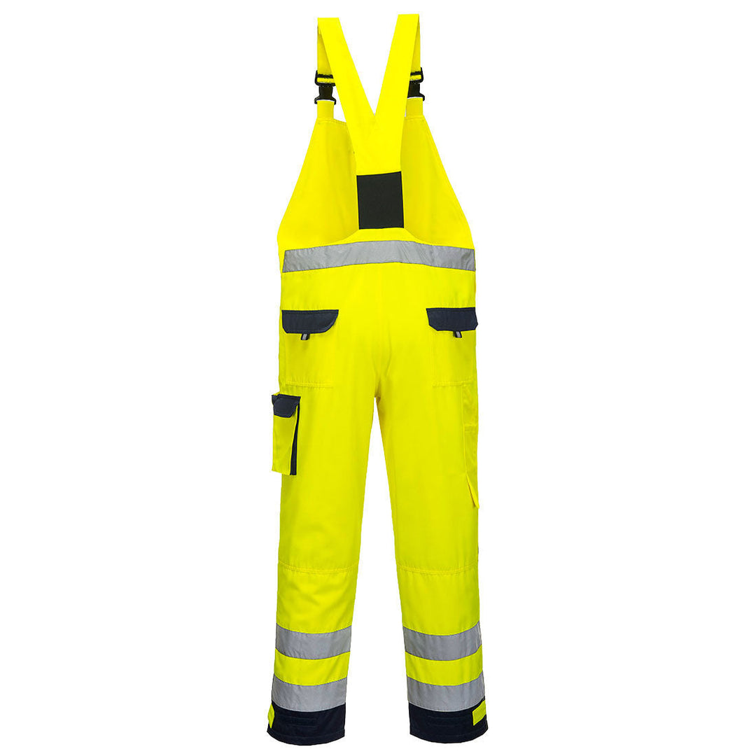 Dijon Hi Vis Bib and Brace Yellow Navy Back