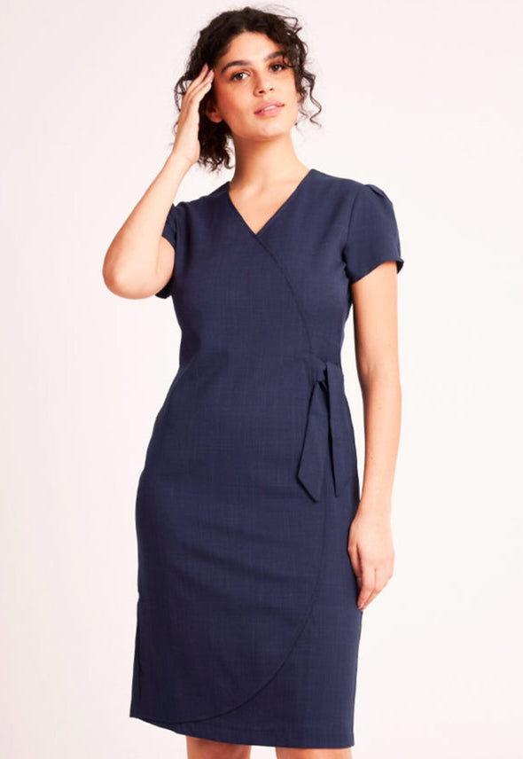 Elena Wrap Over Salon Dress - The Work Uniform Company