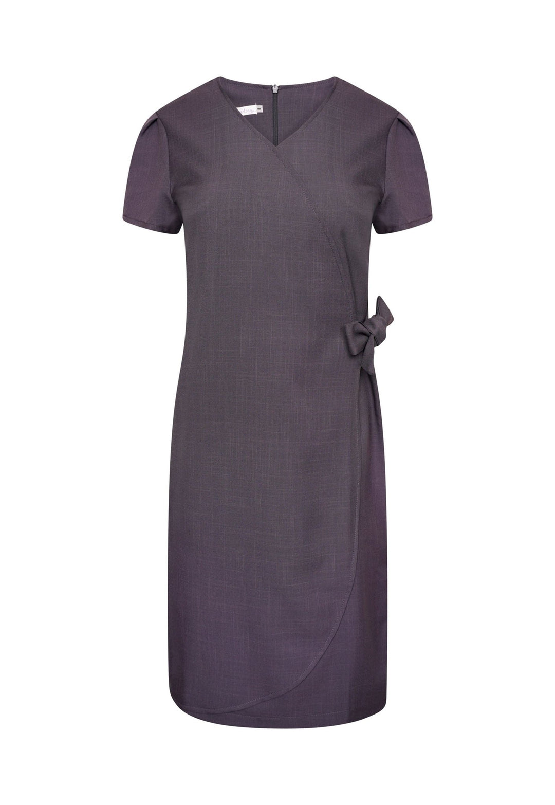 Elena Wrap Over Salon Dress in Grey