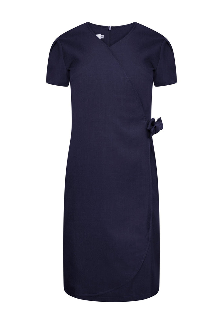 Elena Wrap Over Salon Dress in Navy