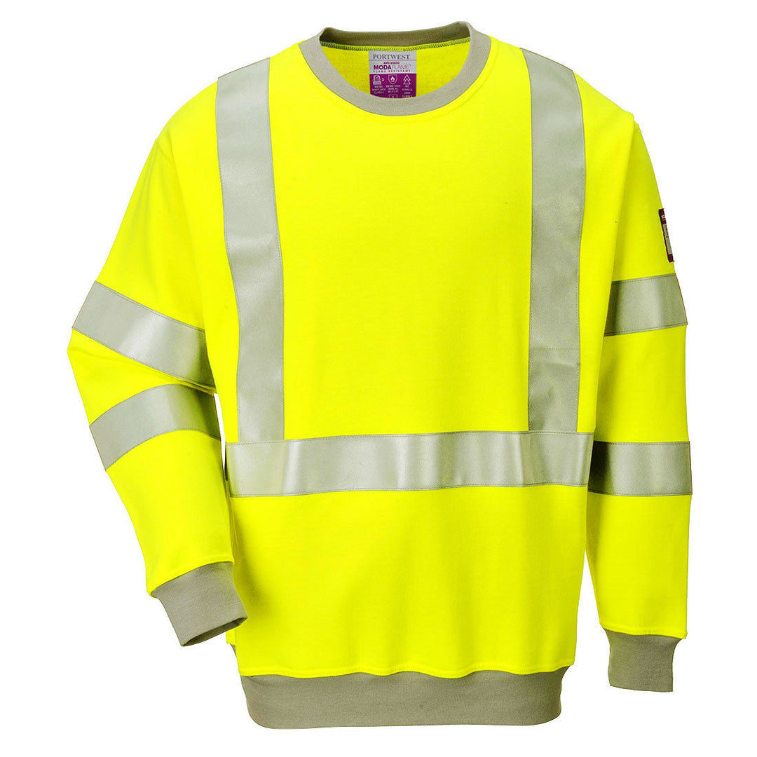 Flame Resistant Anti-Static Hi Vis Sweatshirt FR72 in Yellow