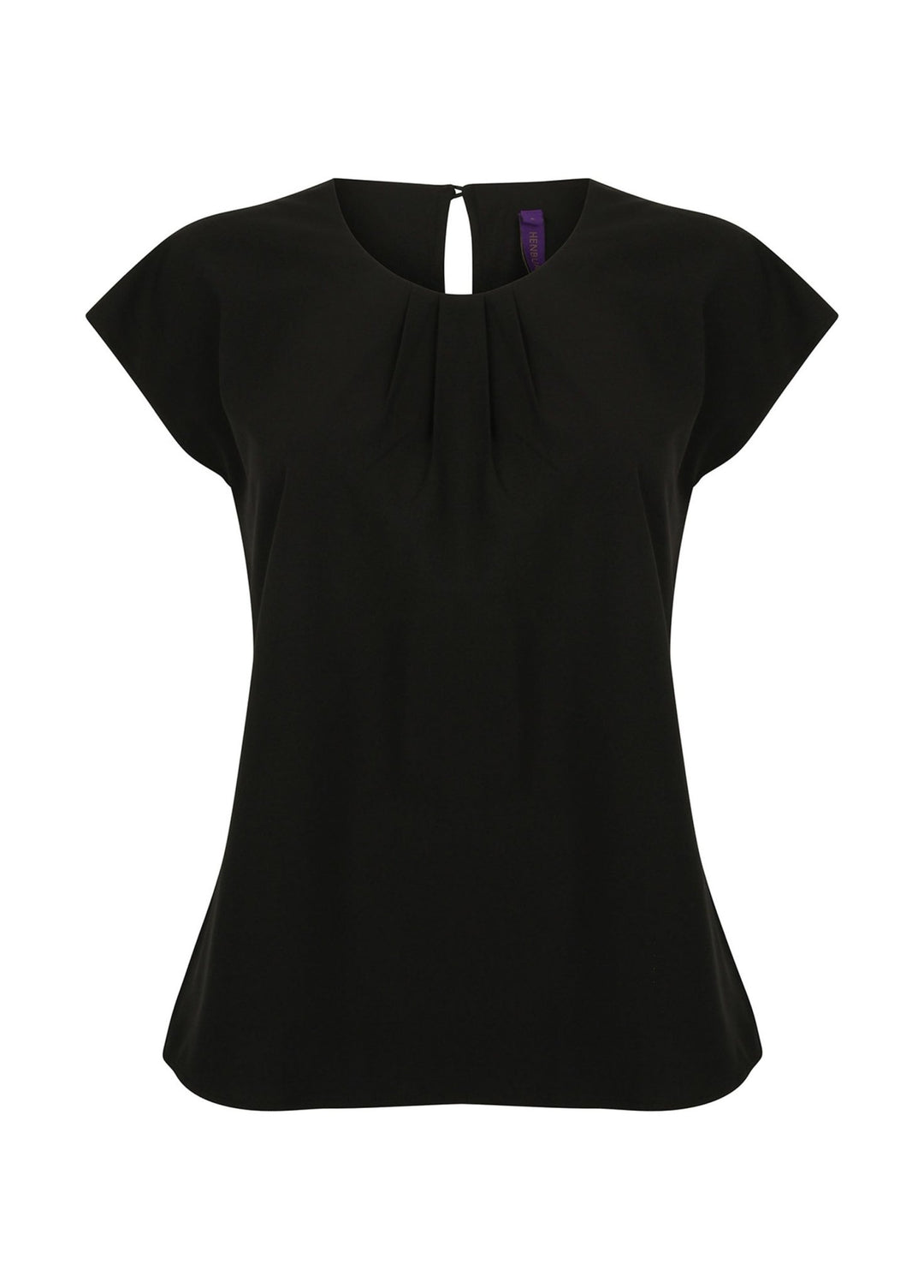 Women's Pleat Front Short Sleeve Blouse HB597 in Black