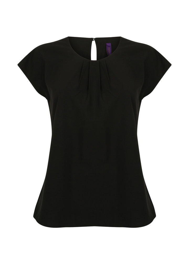 HB597 - Women's Pleat Front Short Sleeve Blouse - The Work Uniform Company