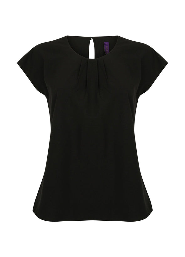 HB597 - Women's Pleat Front Short Sleeve Blouse - The Work Uniform Company