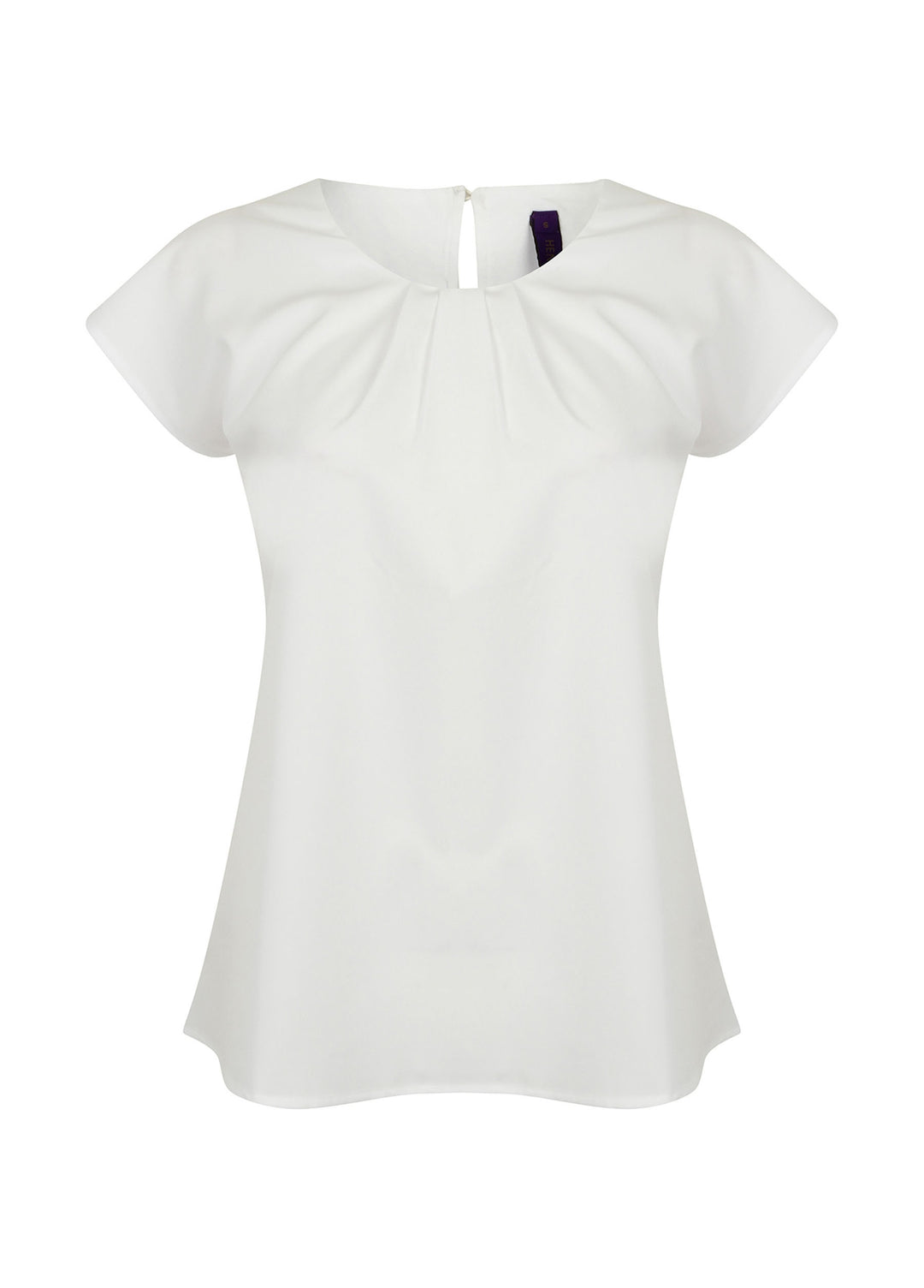 Women's Pleat Front Short Sleeve Blouse HB597 in White