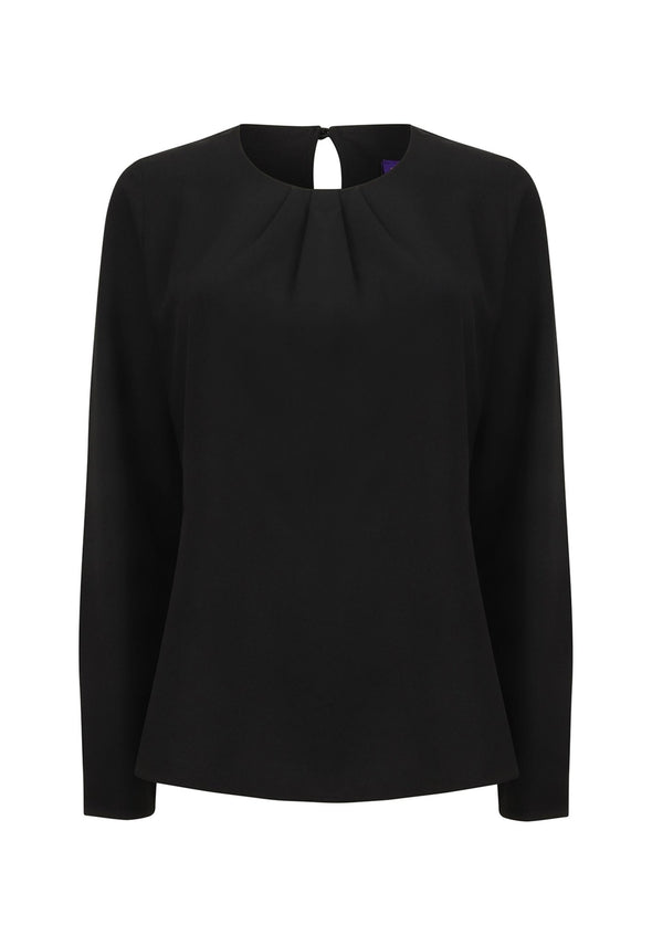 HB598 - Women's Pleat Front Long Sleeve Blouse - The Work Uniform Company