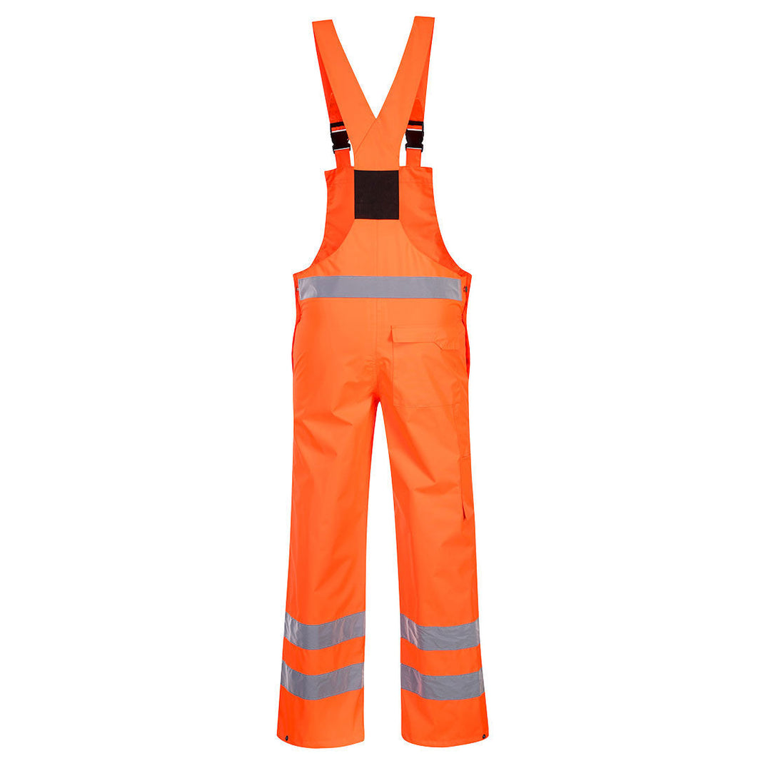 Back View of Hi Vis Bib and Brace Unlined S388 in Orange