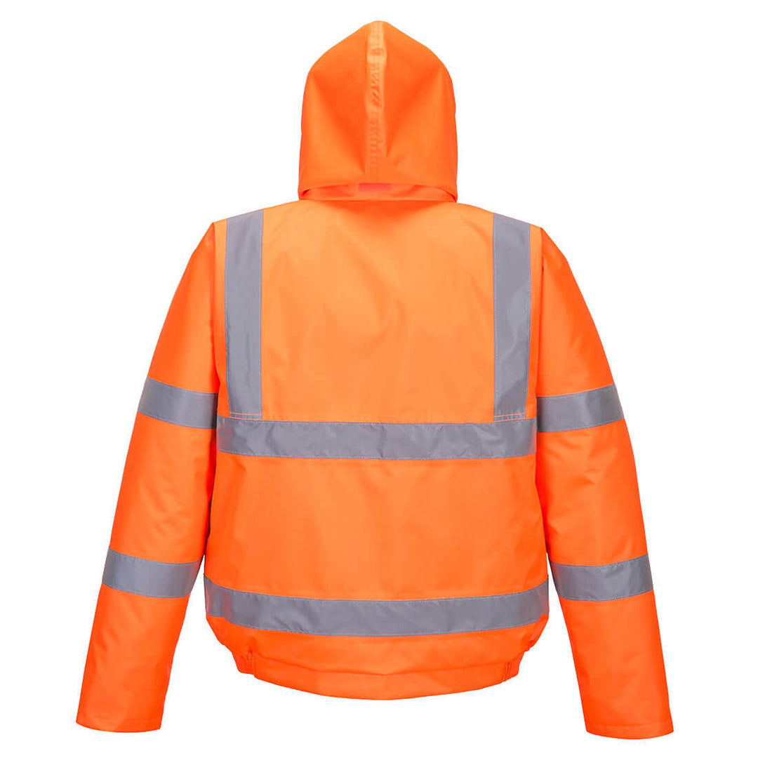 Back View of Hi Vis Bomber Jacket S463 in Orange