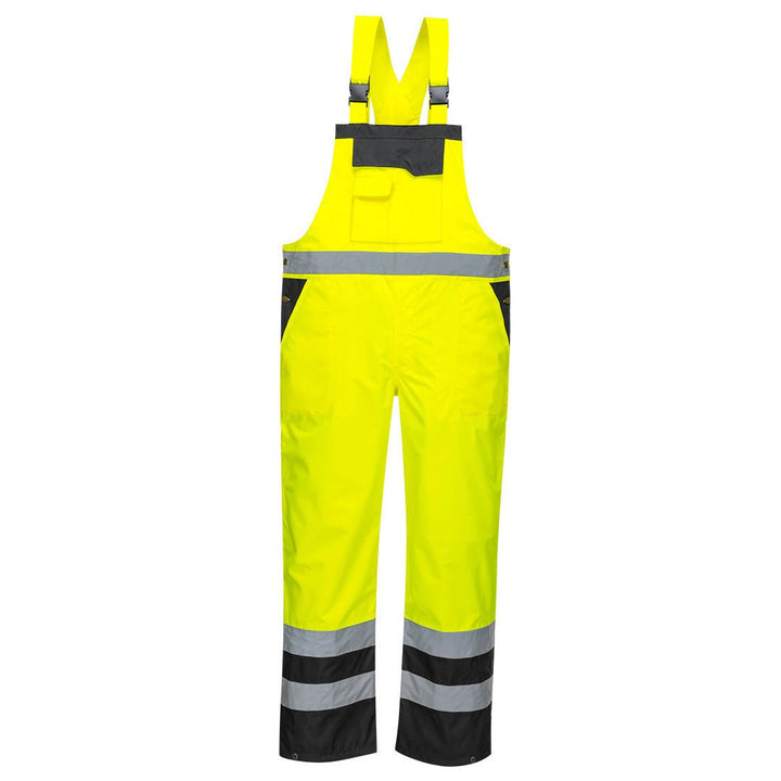 Hi Vis Contrast Bib and Brace Unlined S488 in Yellow/Black