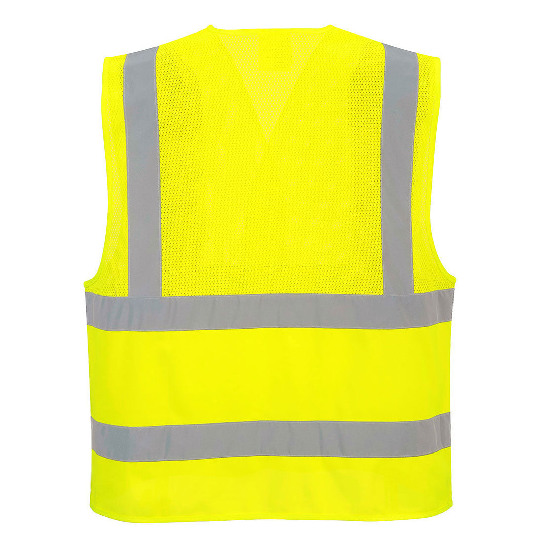 Hi Vis Vest Half Mesh Yellow Back